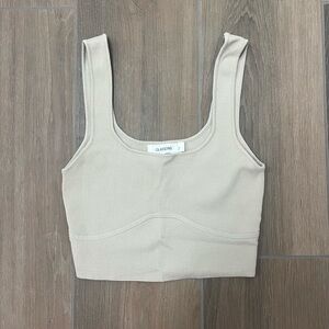 Ribbed contour beige tank top